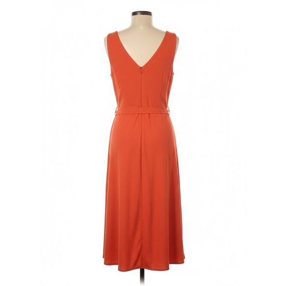 DKNY Women's Orange Sleeveless Faux Wrap Maxi Dress - V-Neck Boho - Picture 2 of 4